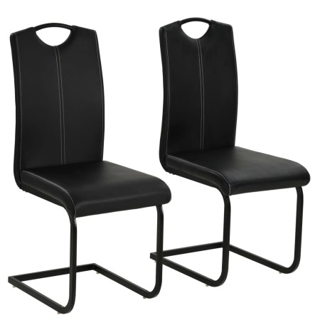 Sillas de comedor voladizas 2 unidades cuero sintético negro