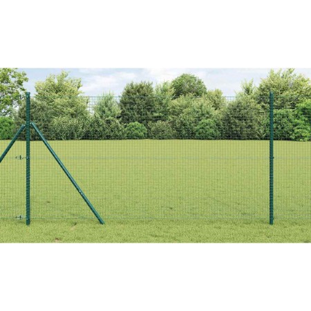 Reja con postes Verde 1 x 10 m Acero