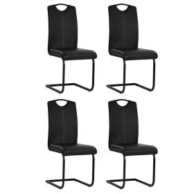 Sillas de comedor voladizas 4 unidades cuero sintético negro Sillas de comedor voladizas 4 unidades cuero sintético negro