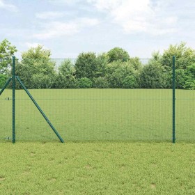 Reja con postes Verde 1.4 x 10 m Acero