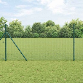 Reja con postes Verde 1.4 x 10 m Acero