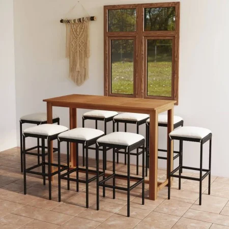 9-piece garden bar set with black cushions by vidaXL, Garden sets - Ref: Foro24-3068014, Price: 432,10 €, Discount: %