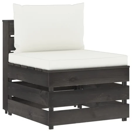 Ecksofa mit grau imprägnierten Holzkissen von vidaXL, Modulare Sofas für den Außenbereich - Ref: Foro24-3068122, Preis: 100,8...