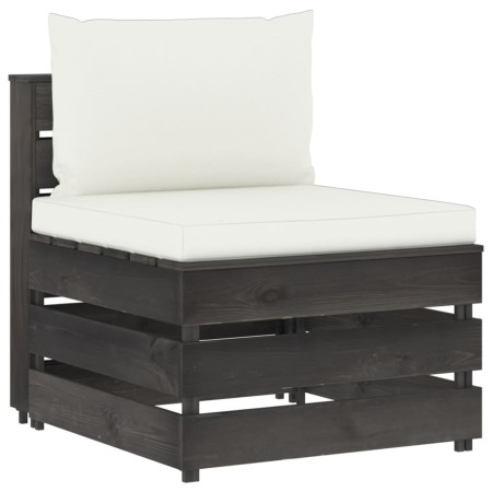 Ecksofa mit grau imprägnierten Holzkissen von vidaXL, Modulare Sofas für den Außenbereich - Ref: Foro24-3068122, Preis: 101,9...