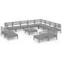 13-teiliges Gartenmöbel-Set Kiefernholz massiv grau von vidaXL, Gartensets - Ref: Foro24-3083171, Preis: 704,01 €, Rabatt: %