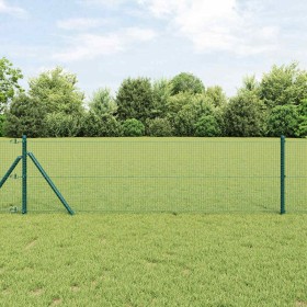 Reja con postes Verde 0.5 x 25 m Acero