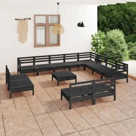 13-teiliges Gartenmöbel-Set aus massivem Kiefernholz schwarz von vidaXL, Gartensets - Ref: Foro24-3083173, Preis: 656,24 €, R...