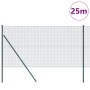 Reja con postes Verde 1 x 25 m Acero