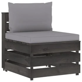 Sectional central sofa with gray impregnated wood cushions by vidaXL, Modular outdoor sofas - Ref: Foro24-3068121, Price: 107...