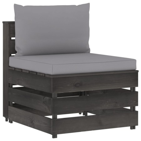 Ecksofa mit grau imprägnierten Holzkissen von vidaXL, Modulare Sofas für den Außenbereich - Ref: Foro24-3068121, Preis: 98,78...