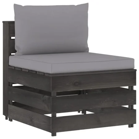 Sectional central sofa with gray impregnated wood cushions by vidaXL, Modular outdoor sofas - Ref: Foro24-3068121, Price: 107...