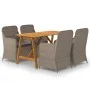 5-teiliges braunes Esszimmerset für den Garten von vidaXL, Gartensets - Ref: Foro24-3068770, Preis: 679,78 €, Rabatt: %