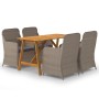 5-teiliges braunes Esszimmerset für den Garten von vidaXL, Gartensets - Ref: Foro24-3068770, Preis: 834,74 €, Rabatt: %