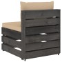 Ecksofa mit grau imprägnierten Holzkissen von vidaXL, Modulare Sofas für den Außenbereich - Ref: Foro24-3068123, Preis: 92,88...