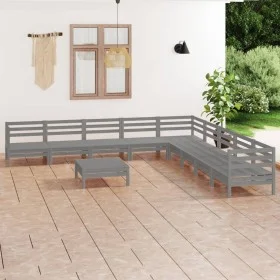 Garden furniture set 10 pieces solid gray pine wood by vidaXL, Garden sets - Ref: Foro24-3083121, Price: 511,19 €, Discount: %