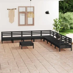 Garden furniture set 10 pieces solid black pine wood by vidaXL, Garden sets - Ref: Foro24-3083123, Price: 514,67 €, Discount: %