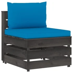 Sectional central sofa with gray impregnated wood cushions by vidaXL, Modular outdoor sofas - Ref: Foro24-3068124, Price: 107...