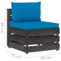 Sectional central sofa with gray impregnated wood cushions by vidaXL, Modular outdoor sofas - Ref: Foro24-3068124, Price: 102...