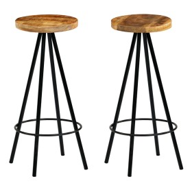 Taburetes de barra de cocina 2 unidades madera maciza de mango