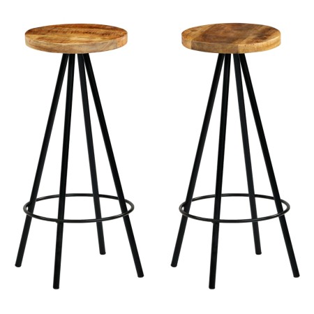 Taburetes de barra de cocina 2 unidades madera maciza de mango