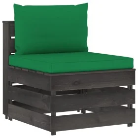 Central sectional sofa with gray impregnated wood cushions by vidaXL, Modular outdoor sofas - Ref: Foro24-3068125, Price: 85,...