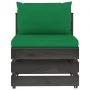 Zentrales Sektionssofa mit Kissen aus grau imprägniertem Holz von vidaXL, Modulare Sofas für den Außenbereich - Ref: Foro24-3...