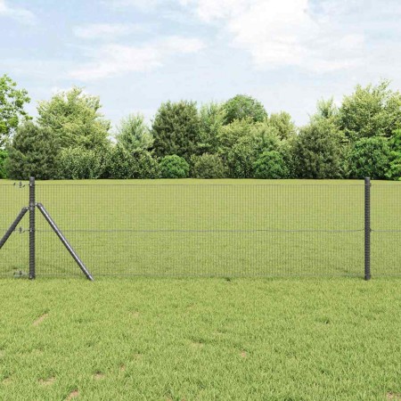 Reja con postes Gris 0.5 x 10 m Acero