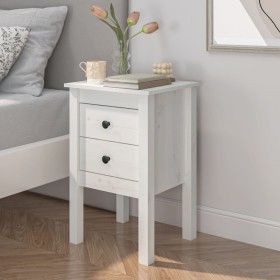 Nachttisch aus massivem weißem Kiefernholz, 40 x 35 x 61,5 cm von vidaXL, Nachttische - Ref: Foro24-813691, Preis: 61,43 €, R...