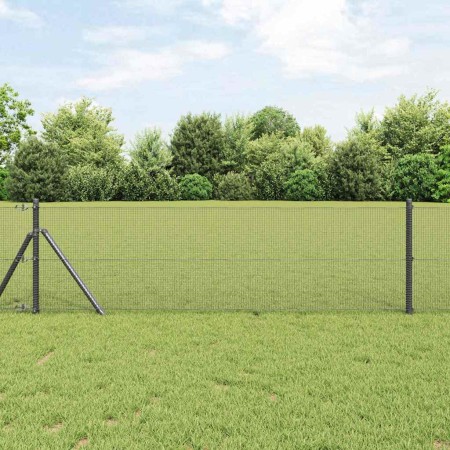 Reja con postes Gris 0.6 x 10 m Acero