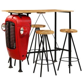 Set de muebles de bar 5 pzas madera maciza mango 120x60x107 cm