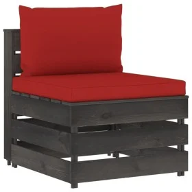 Sectional central sofa with gray impregnated wood cushions by vidaXL, Modular outdoor sofas - Ref: Foro24-3068126, Price: 96,...