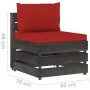 Sectional central sofa with gray impregnated wood cushions by vidaXL, Modular outdoor sofas - Ref: Foro24-3068126, Price: 96,...