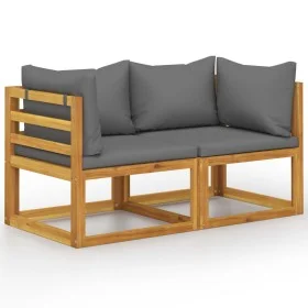 2-Sitzer-Gartenbank mit dunkelgrauen Kissen von vidaXL, Gartenbänke - Ref: Foro24-3068851, Preis: 212,14 €, Rabatt: %