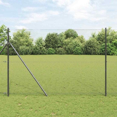 Reja con postes Gris 1.6 x 10 m Acero