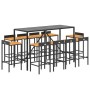 Garden table and high stools 11 pieces wood and black PE rattan by vidaXL, Garden sets - Ref: Foro24-3187682, Price: 503,07 €...