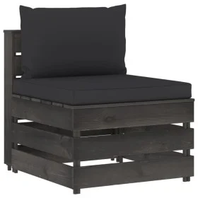Central sectional sofa with gray impregnated wood cushions by vidaXL, Modular outdoor sofas - Ref: Foro24-3068127, Price: 93,...