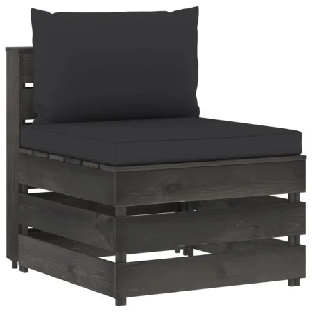 Central sectional sofa with gray impregnated wood cushions by vidaXL, Modular outdoor sofas - Ref: Foro24-3068127, Price: 93,...