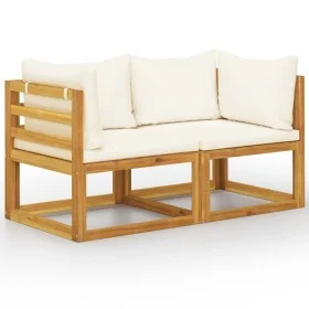 2-seater garden bench with cream white cushions by vidaXL, garden benches - Ref: Foro24-3068852, Price: 212,91 €, Discount: %