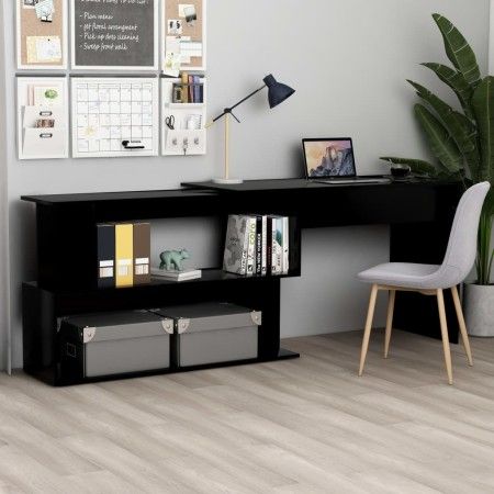 Eckschreibtisch aus schwarzem Sperrholz, 200 x 50 x 76 cm von vidaXL, Schreibtische - Ref: Foro24-801099, Preis: 95,49 €, Rab...