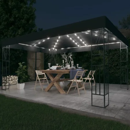 Gazebo with LED strip lights 3x4 m anthracite gray fabric by vidaXL, Tents and gazebos - Ref: Foro24-3070329, Price: 223,21 €...