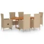 Juego de comedor de jardín 7 piezas ratán sintético beige de vidaXL, Conjuntos de jardín - Ref: Foro24-3070771, Precio: 1,00 ...