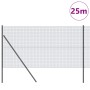 Reja con postes Gris 1 x 25 m Acero