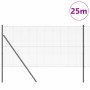 Reja con postes Gris 1 x 25 m Acero