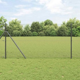 Reja con postes Gris 1.2 x 25 m Acero