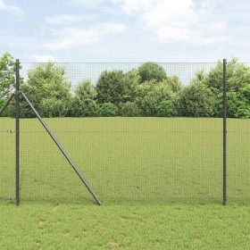 Reja con postes Gris 1.5 x 25 m Acero