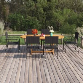Garden dining set 7 pieces black synthetic rattan by vidaXL, Garden sets - Ref: Foro24-3070772, Price: 453,17 €, Discount: %