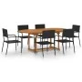 Garden dining set 7 pieces black synthetic rattan by vidaXL, Garden sets - Ref: Foro24-3070772, Price: 453,17 €, Discount: %