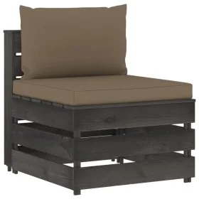 Sectional central sofa with gray impregnated wood cushions by vidaXL, Modular outdoor sofas - Ref: Foro24-3068128, Price: 105...
