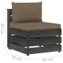 Sectional central sofa with gray impregnated wood cushions by vidaXL, Modular outdoor sofas - Ref: Foro24-3068128, Price: 105...