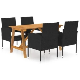 5-piece black garden dining set by vidaXL, Garden sets - Ref: Foro24-3068779, Price: 310,81 €, Discount: %